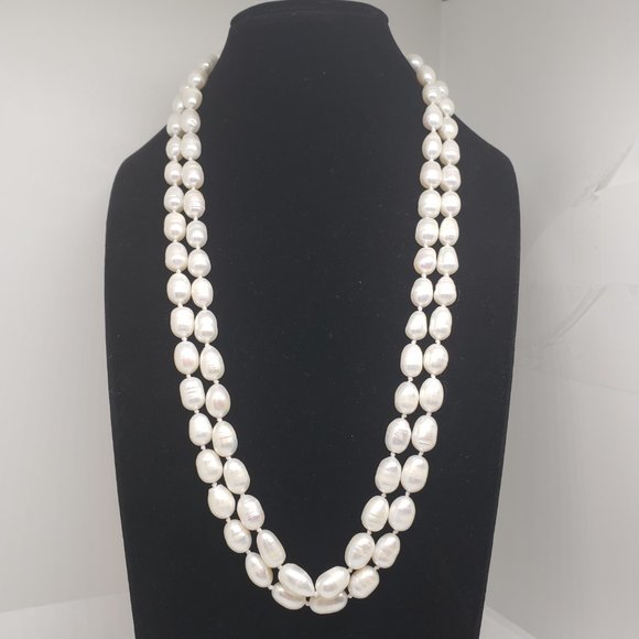 24" White Cultured Freshwater Pearl 2 Strand Necklace-NWOT - Picture 4 of 4